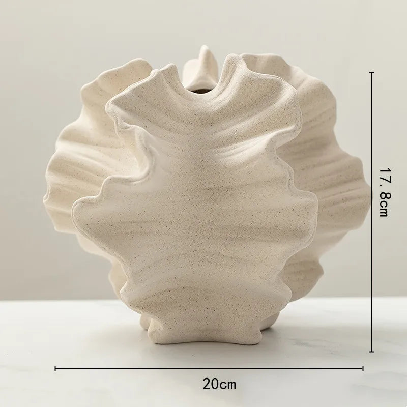 Sculpted Serenity Wavy Ceramic Vase – Minimalist Textured Elegance