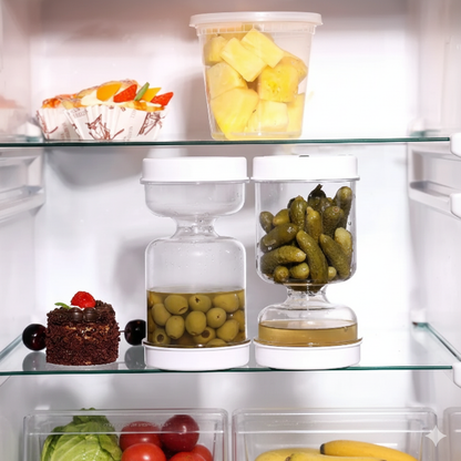 Frasco para encurtidos y aceitunas BrineLift: recipiente hermético con colador 