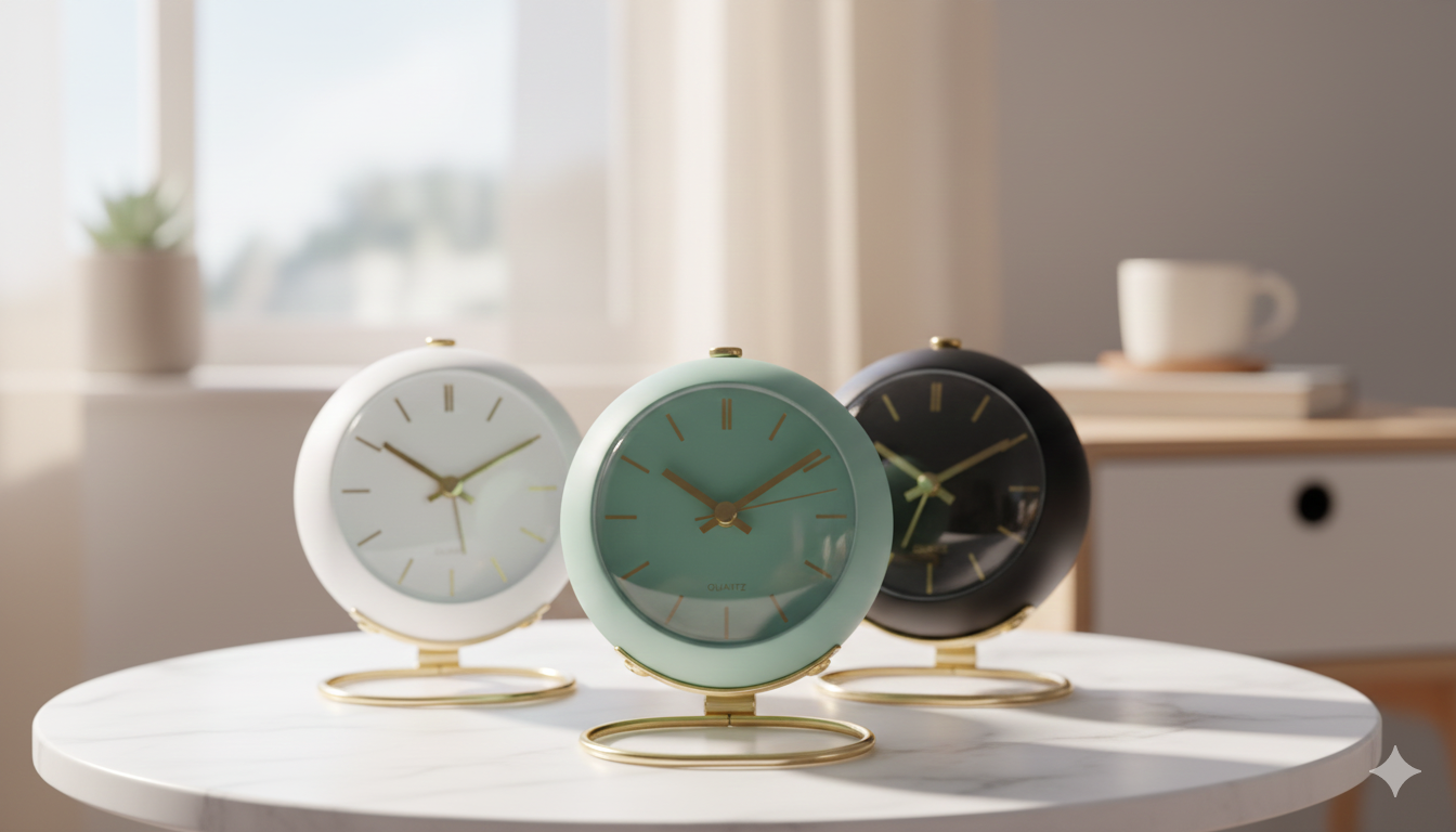 Reloj de escritorio silencioso NordicGlow: reloj de mesa minimalista y luminoso 