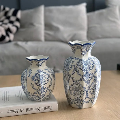 Elegant Blue & White Ceramic Art Vase for Home Styling