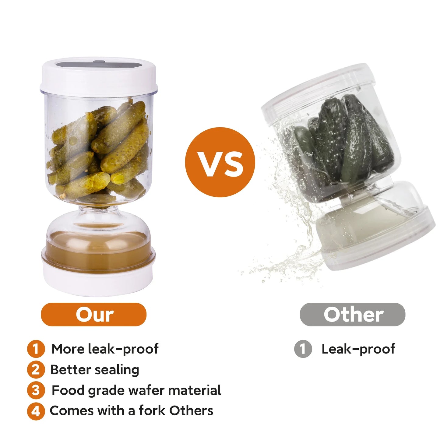 Frasco para encurtidos y aceitunas BrineLift: recipiente hermético con colador 