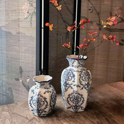 Elegant Blue & White Ceramic Art Vase for Home Styling