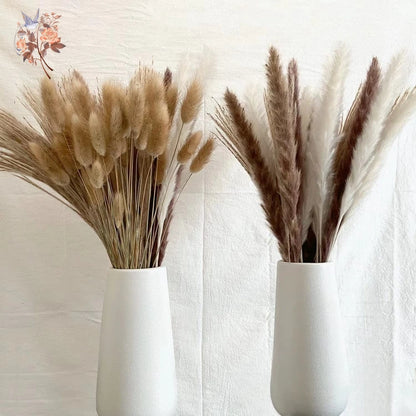 Ramo de flores secas de pampas naturales y colas de conejo – Decoración bohemia