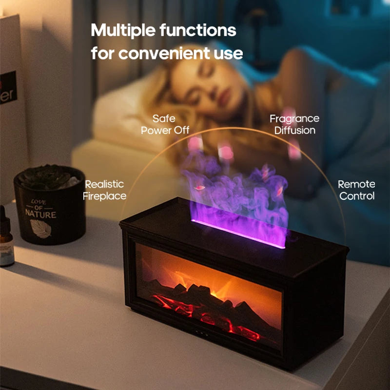 Difusor de aceites esenciales CozyFlame – Humidificador LED con efecto chimenea 